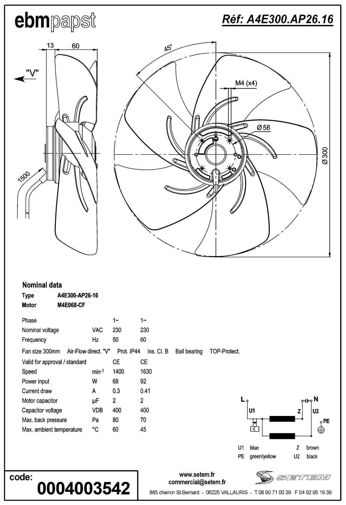0004105331-MOTOHELICE EBMPAPST A4E300.AP26.16 2