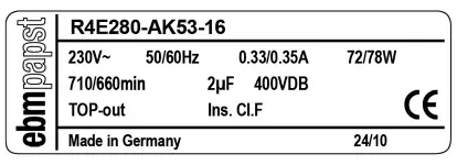 0004105333-MOTOTURBINE EBMPAPST R4E280.AK53.16 3