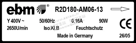 0004105337-MOTOTURBINE EBMPAPST R2D180-AM06-13 2