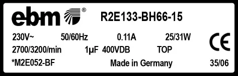 0004105346-MOTOTURBINE EBMPAPST R2E133.BH66.15 2