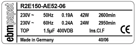 0004105351-MOTOTURBINE EBMPAPST R2E150.AE52.06 2