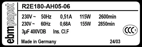 0004105357-MOTOTURBINE EBMPAPST R2E180-AH05-06 2