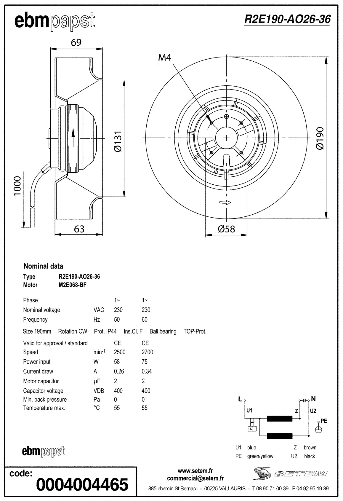 0004105362-MOTOTURBINE EBMPAPST R2E190.AO26.36 2