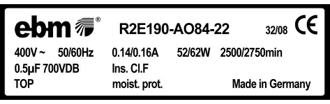 0004105365-MOTOTURBINE EBMPAPST R2E190-AO84-22 2