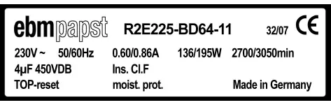 0004105373-MOTOTURBINE EBMPAPST R2E225.BD64.11 3