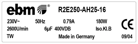 0004105375-MOTOTURBINE EBMPAPST R2E250.AH25.16 2