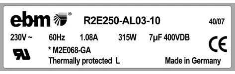0004105376-MOTOTURBINE EBMPAPST R2E250-AL03-10 2