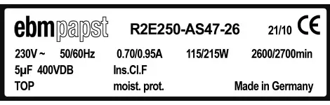 0004105377-MOTOTURBINE EBMPAPST R2E250.AS47.26 3