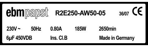 0004105379-MOTOTURBINE EBMPAPST R2E250.AW50.05 2