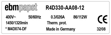 0004105389-MOTOTURBINE EBMPAPST R4D330.AA08.12 2