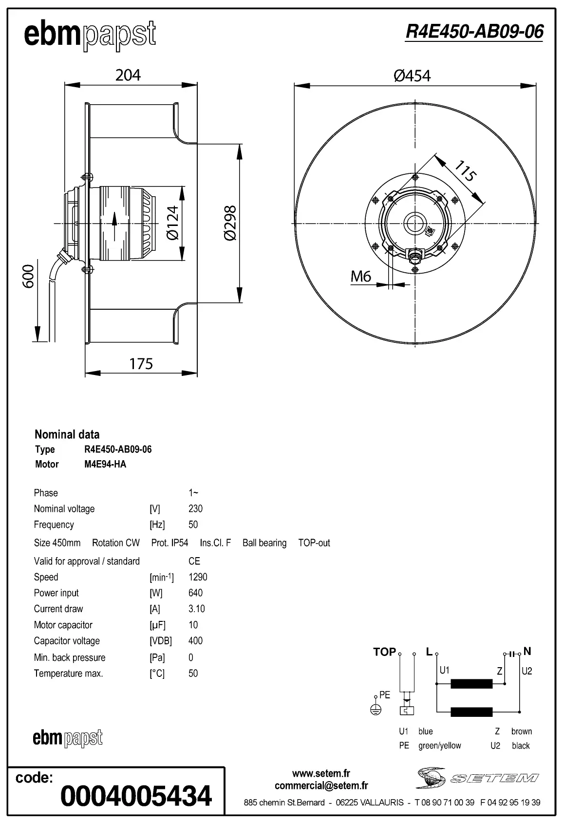 0004105398-MOTOTURBINE EBMPAPST R4E450.AB09.06 2