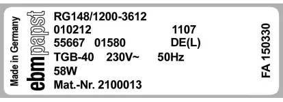 0004105406-VENTILATEUR EBMPAPST RG148/1200.3612 230VAC 3