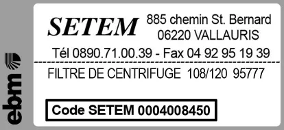 0004105411-FILTRE EBMPAPST DE CENTRIFUGE 108/120 95777 2
