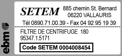0004105412-FILTRE EBMPAPST DE CENTRIFUGE 180 95347.1.5171 2