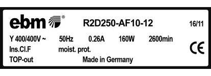 0004105414-MOTOTURBINE EBMPAPST R2D250-AF10-12 3