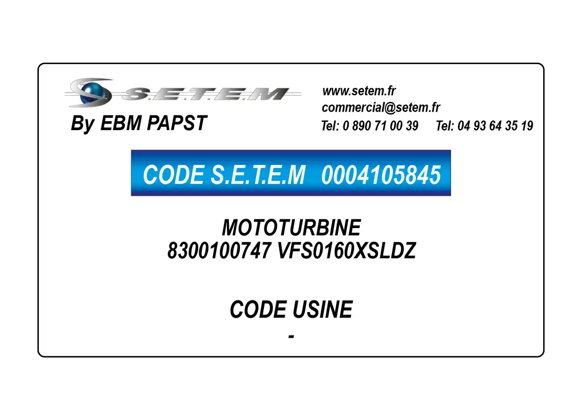 0004105845-MOTOTURBINE EBM PAPST 8300100747 VFS0160XSLDZ 2