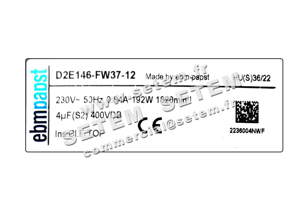 0004106319-VENTILATEUR EBMPAPST D2E146.FW37.12 7