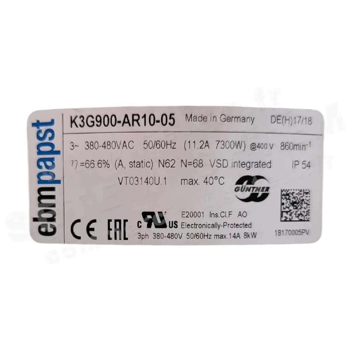 0004108993-MOTOTURBINE EBMPAPST K3G900-AR10-05 "VT03140U.1"