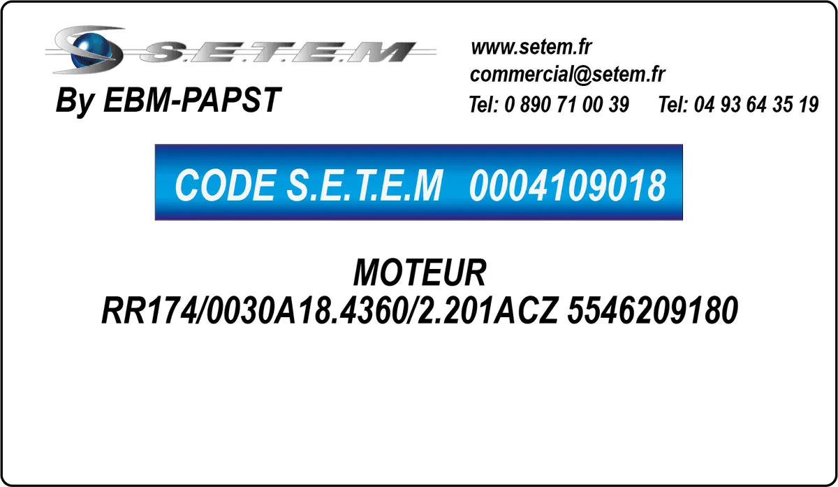 0004109018-MOTEUR EBMPAPST RR174/0030A18.4360/2.201ACZ "5546209180"