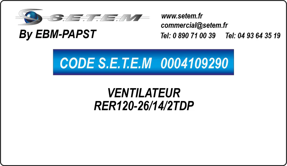 0004109290-VENTILATEUR EBMPAPST RER120-26/14/2TDP