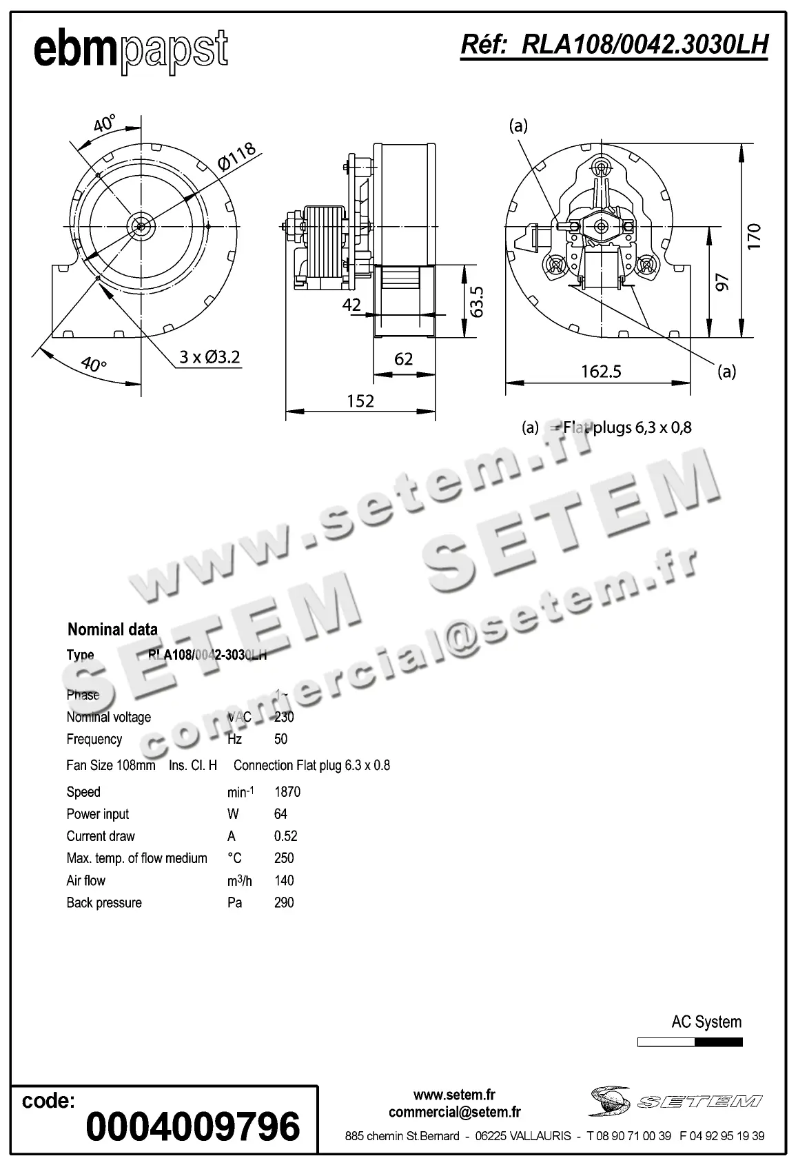 0004109802-VENTILATEUR EBMPAPST G2E160-AY50-91 2