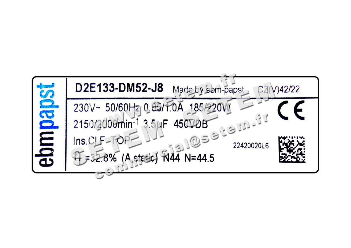 0004109865-VENTILATEUR EBMPAPST D2E133-DM52-J8 3