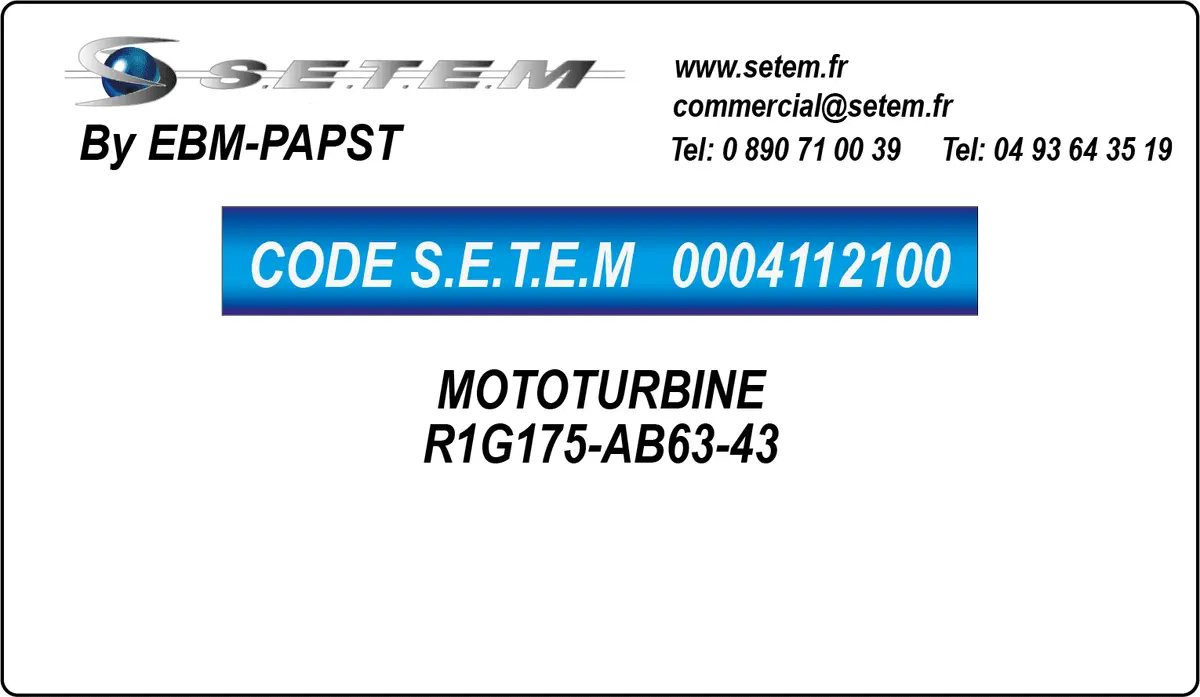 0004112100-MOTOTURBINE EBMPAPST R1G175-AB63-43