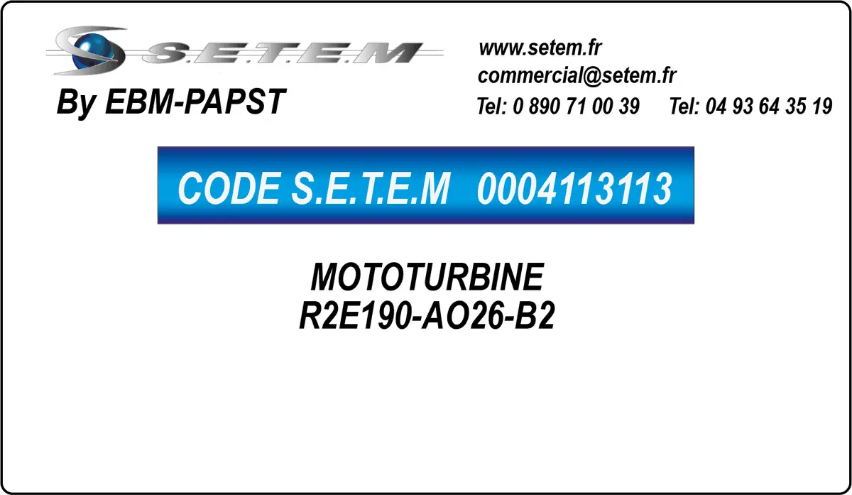 0004113113-MOTOTURBINE EBMPAPST R2E190-AO26-B2