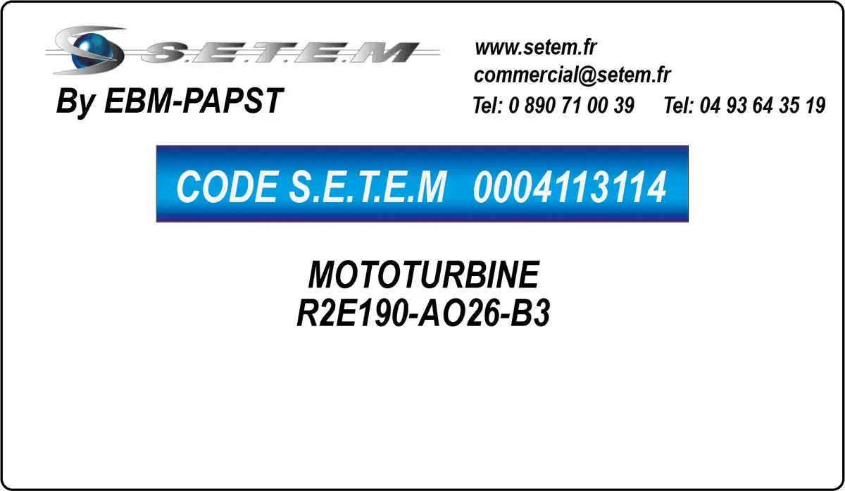 0004113114-MOTOTURBINE EBMPAPST R2E190-AO26-B3