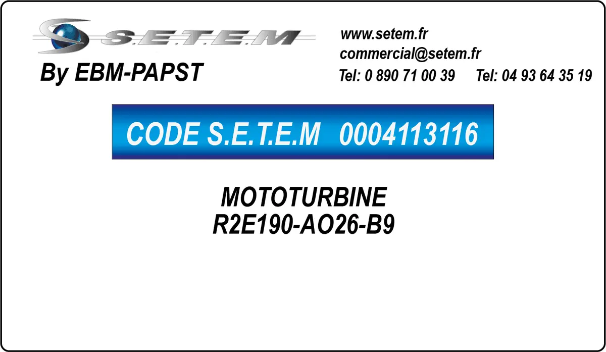 0004113116-MOTOTURBINE EBMPAPST R2E190-AO26-B9
