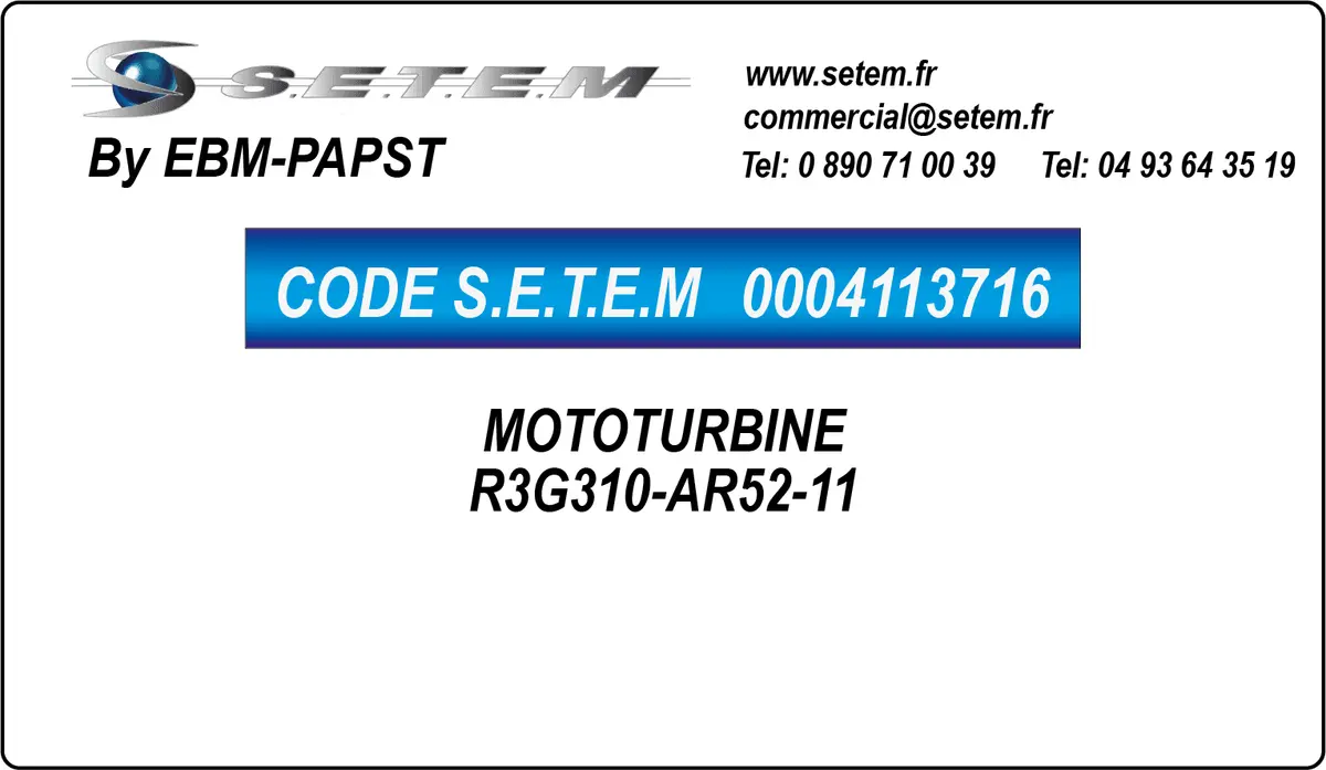 0004113716-MOTOTURBINE EBMPAPST R3G310-AR52-11