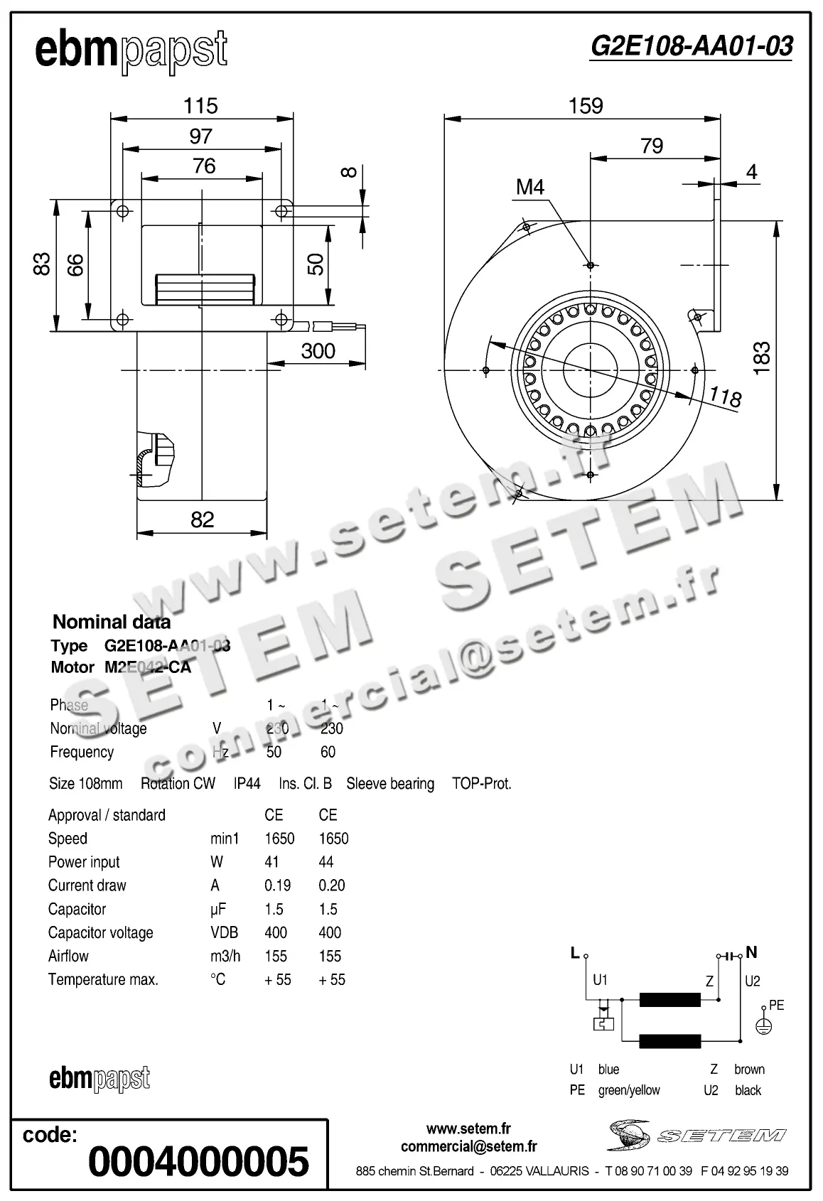0004200005-VENTILATEUR EBM G2E108-AA01-03 2