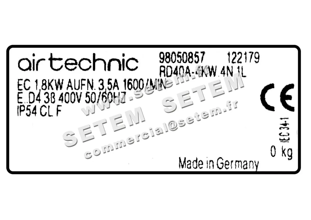 0004302325-VENTILATEUR AIRTECHNIC RD40A-4KW.4N.1L *122179*
