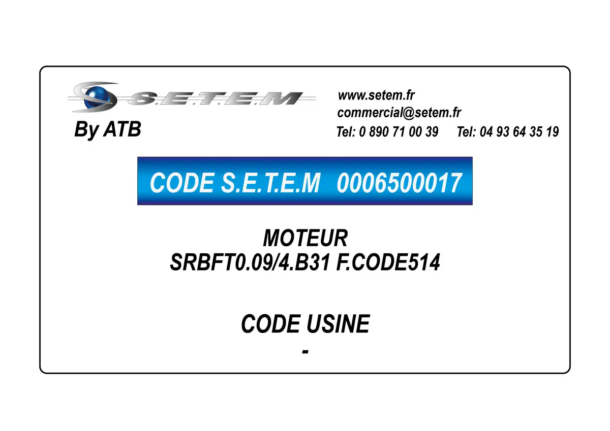 0006500017-MOTEUR ATB SRBFT0.09/4.B31 F.CODE514