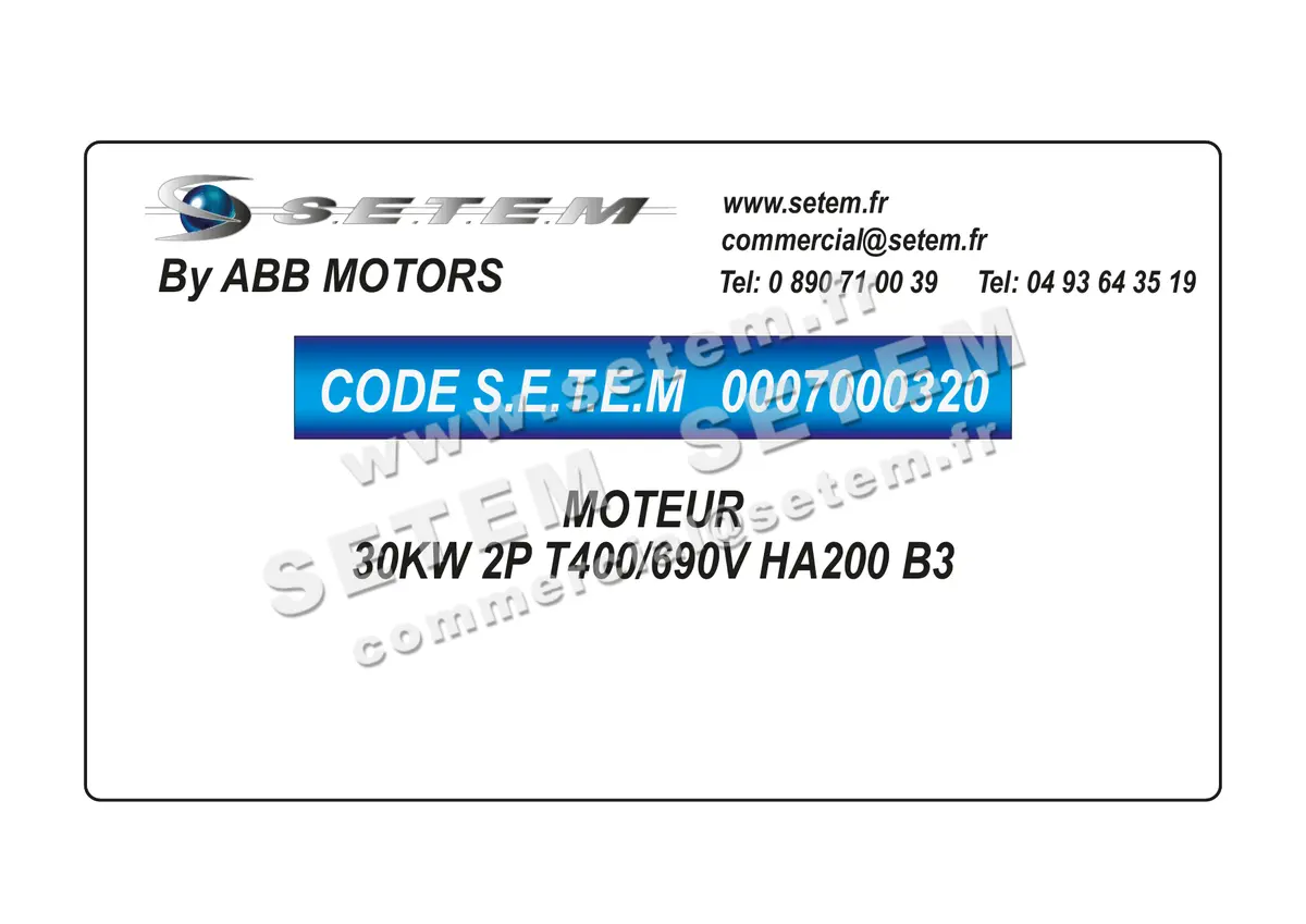 0007000320-MOTEUR ABB 30KW 2P T400/690V HA200 B3 *M3AA200MLA2*