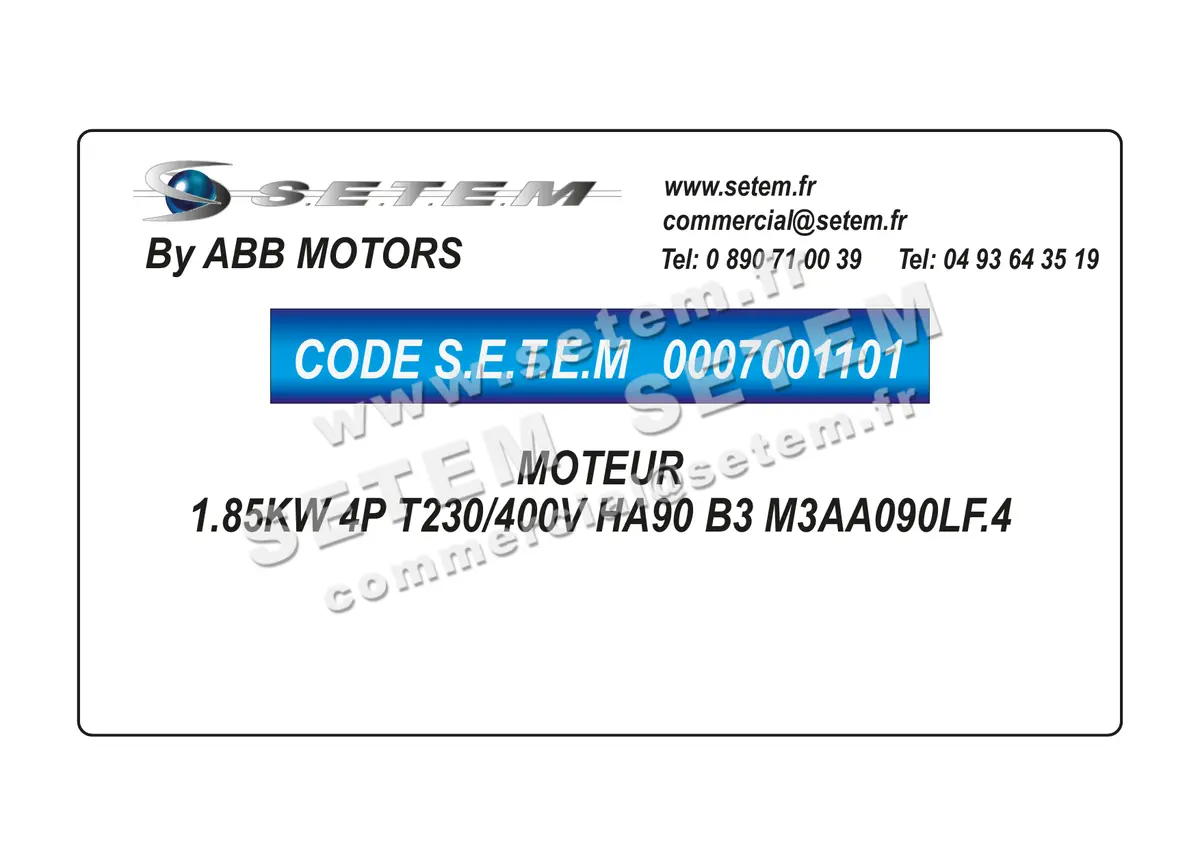 0007001101-MOTEUR ABB 1.85KW 4P T230/400V HA90 B3 M3AA090LF.4