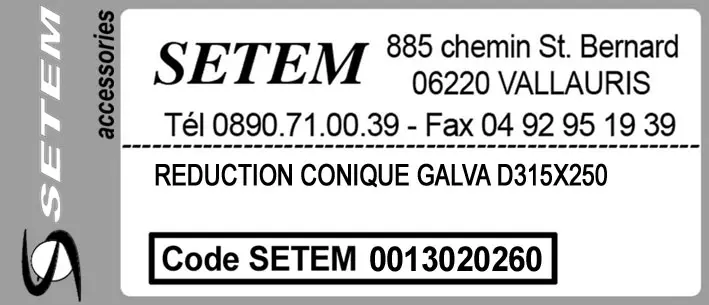 0013020260-REDUCTION CONIQUE GALVA D315X250MM ALDES