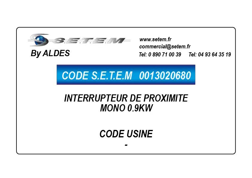 0013020680-INTERRUPTEUR DE PROXIMITE MONO 0.9KW ALDES