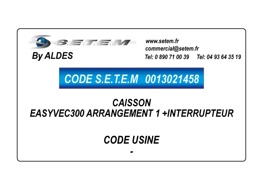 0013021458-CAISSON ALDES EASYVEC300 ARRANGEMENT 1 +INTERRUPTEUR