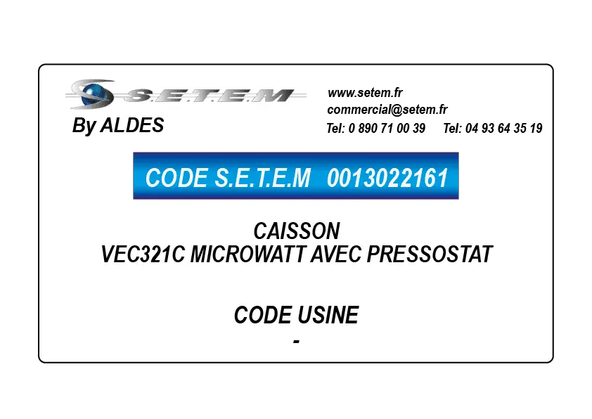 0013022161-CAISSON ALDES VEC321C MICROWATT AVEC PRESSOSTAT
