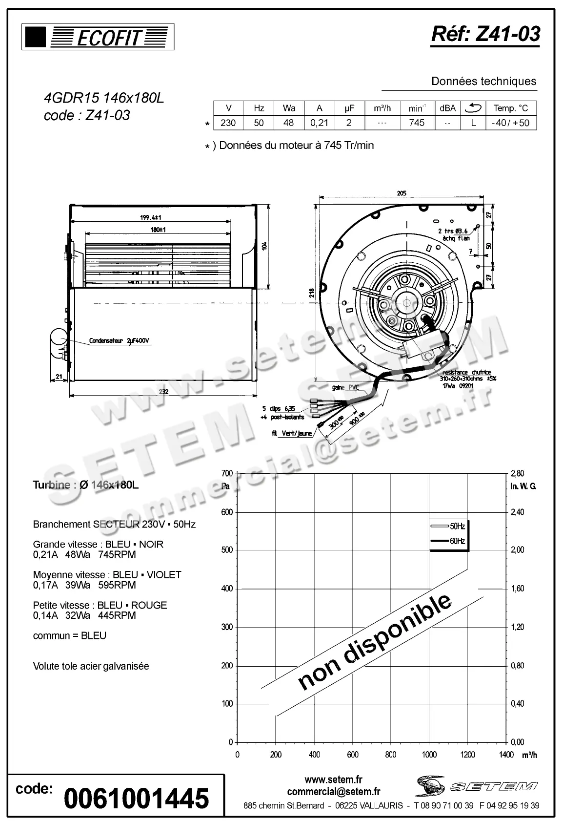 VENTILATEUR 4GDR15.146X180L "SGV020040" *Z41.03* 2