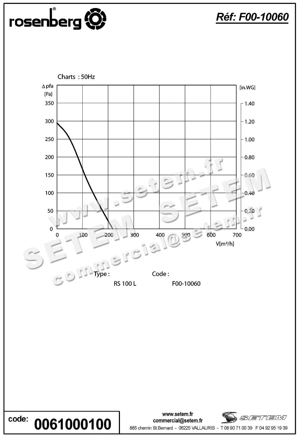0061100100-VENTILATEUR ROSENBERG RS100L *U05.01* 2