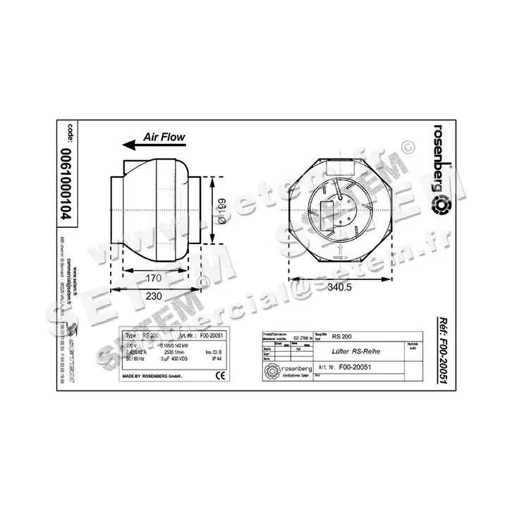 0061100104-VENTILATEUR ROSENBERG RS200 *F00.20051* 4