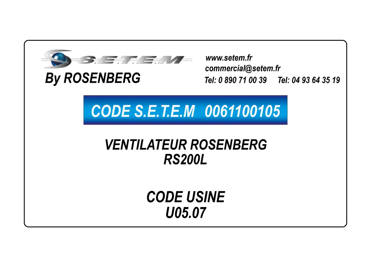 0061100105-VENTILATEUR ROSENBERG RS200L *U05.07*