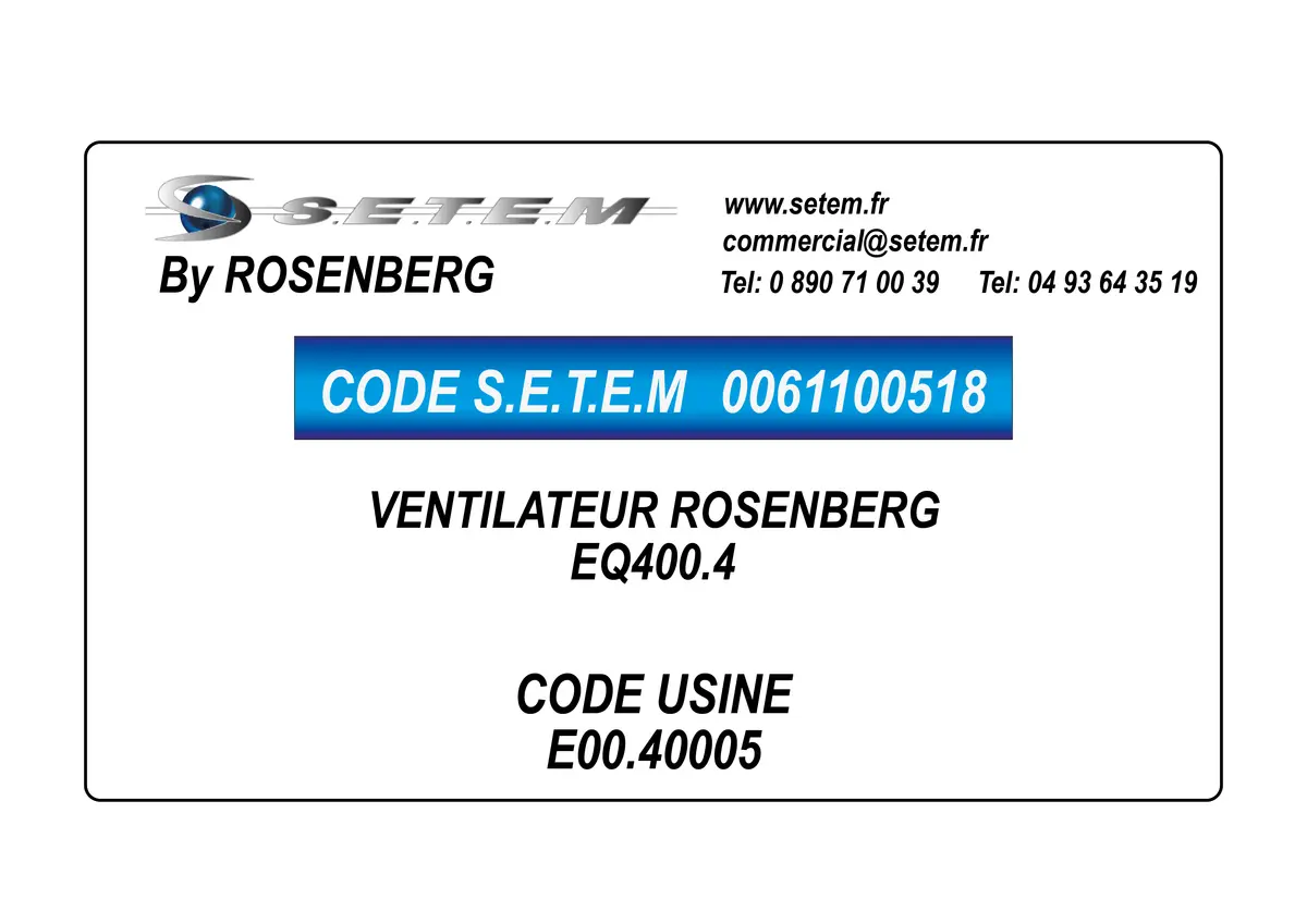 0061100518-VENTILATEUR ROSENBERG EQ400.4 *E00.40005*