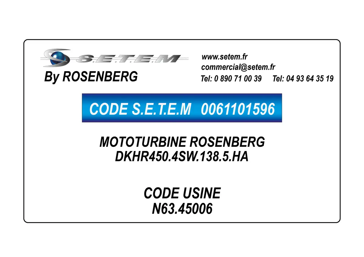0061101596-MOTOTURBINE ROSENBERG DKHR450.4SW.138.5.HA *N63.45006*