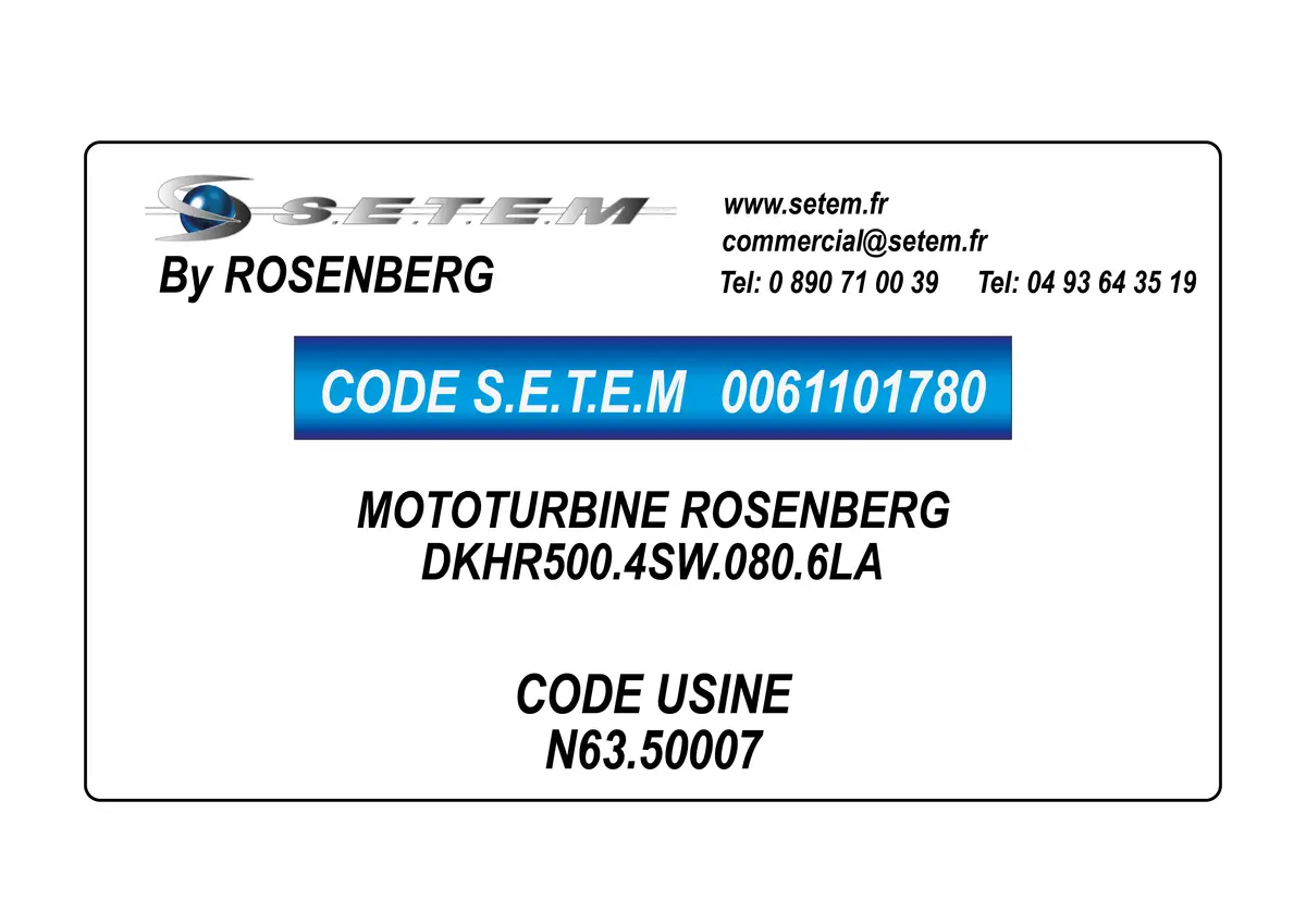 0061101780-MOTOTURBINE ROSENBERG DKHR500.4SW.080.6LA *N63.50007*