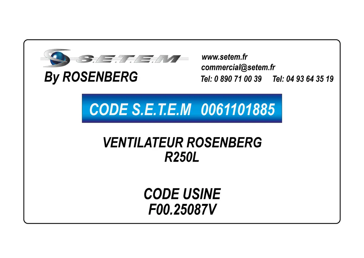 0061101885-VENTILATEUR ROSENBERG R250L *F00.25087V*
