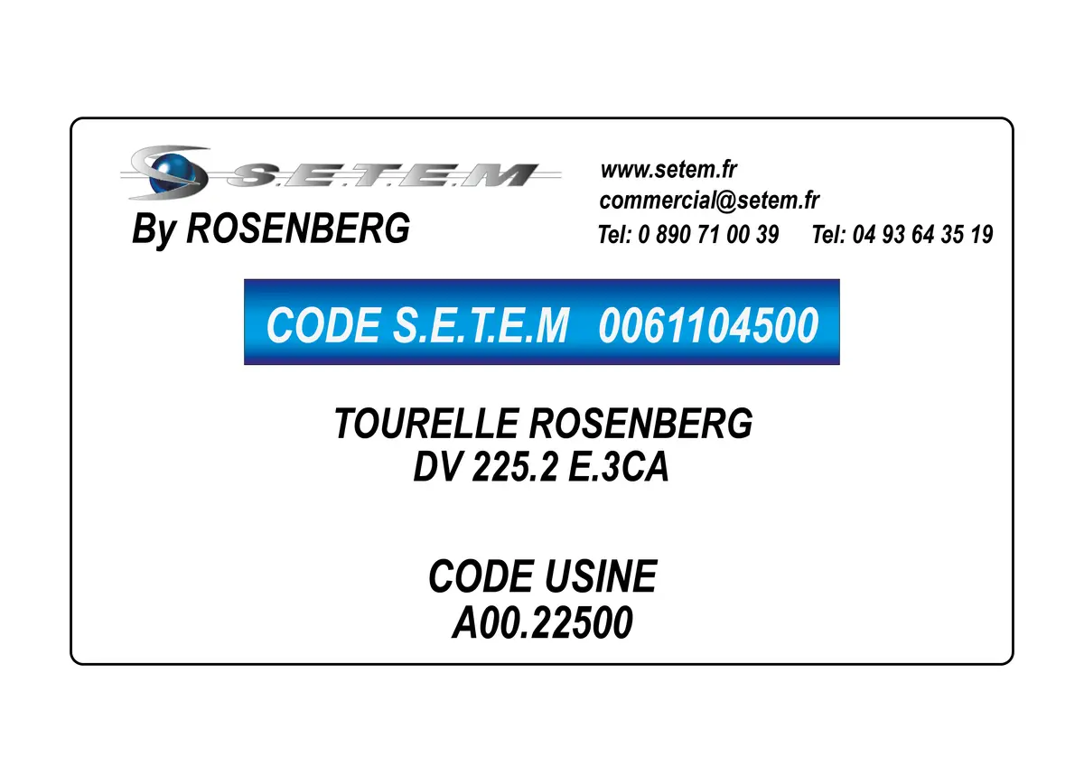 0061104500-TOURELLE ROSENBERG DV 225.2 E.3CA *A00.22500*