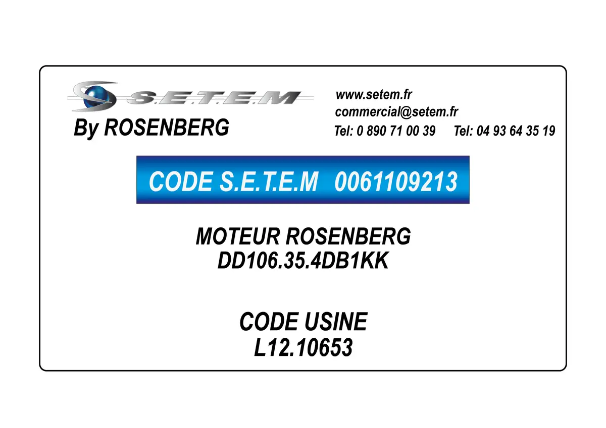 0061109213-MOTEUR ROSENBERG DD106.35.4DB1KK *L12.10653*